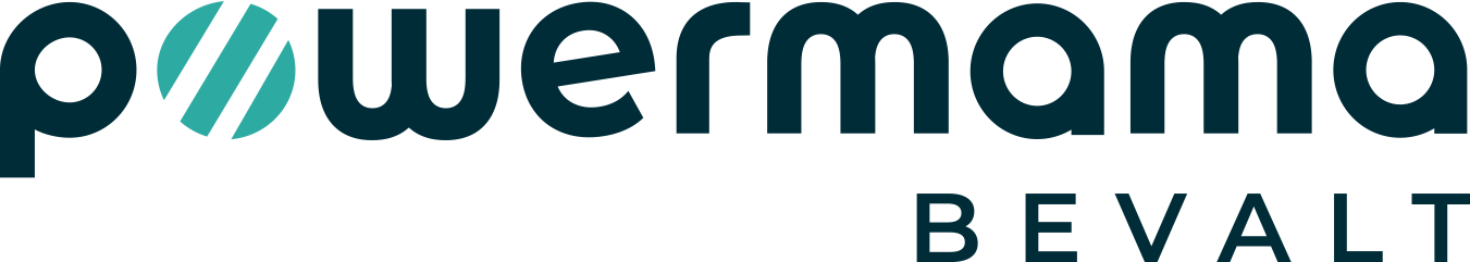 Powermama logo Bevalt blauw en groen 1
